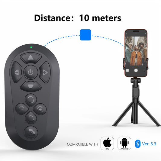 Bluetooth Wireless Remote Control for TikTok and Short Videos - Rechargeable Page Turner and Selfie Camera Shutter for iPhone and Android