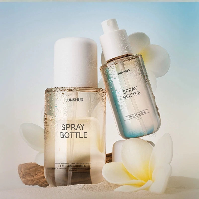 Empty Refillable PET Plastic Spray Bottles - Cylinder Hair Mist and Body Spray Containers with White Fine Mist Pump Sprayer - 100ml and 240ml