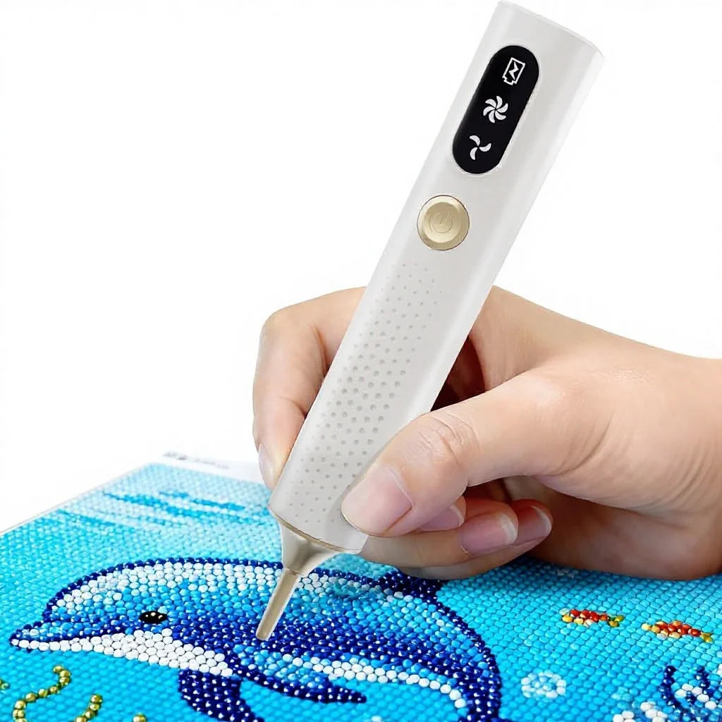 Electric Diamond Painting Pen with Adjustable Suction - Cordless Rechargeable Rhinestone Applicator Tool - No Wax Needed Diamond Art Kit for Adults