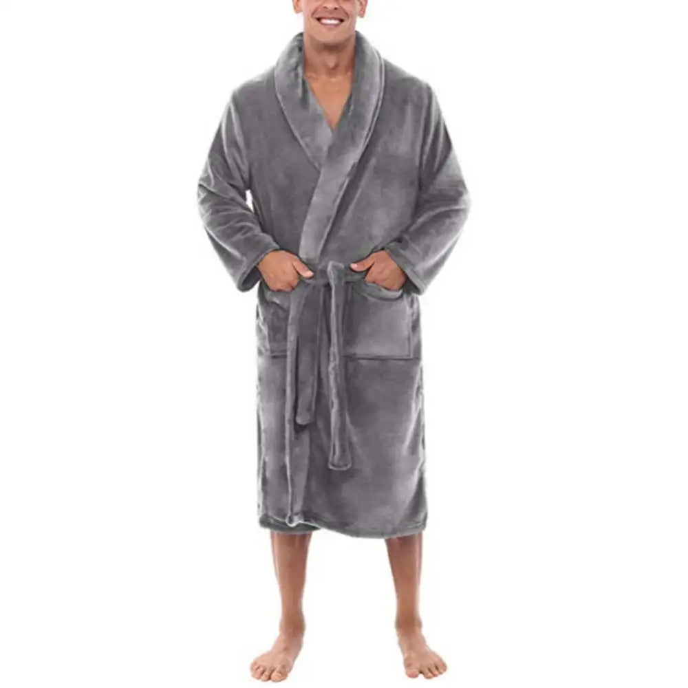 Peignoir in soft fleece with shawl collar and pockets | LuxeCozy