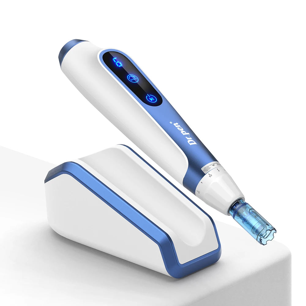Wireless Electric Microneedling Pen for Face and Body - Professional Skin Rejuvenation and Anti-Aging Device with LCD Display and 6 Speed Levels