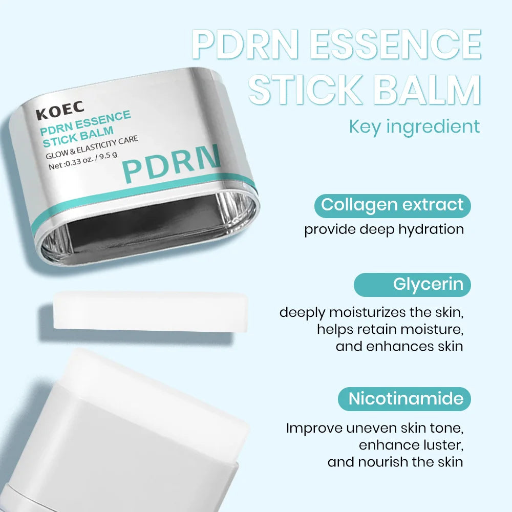 PDRN Multi-Wrinkle Essence Stick Balm for Women - Collagen Eye and Neck Treatment - Hydrating Glow Face Balm and Makeup Base for Adults