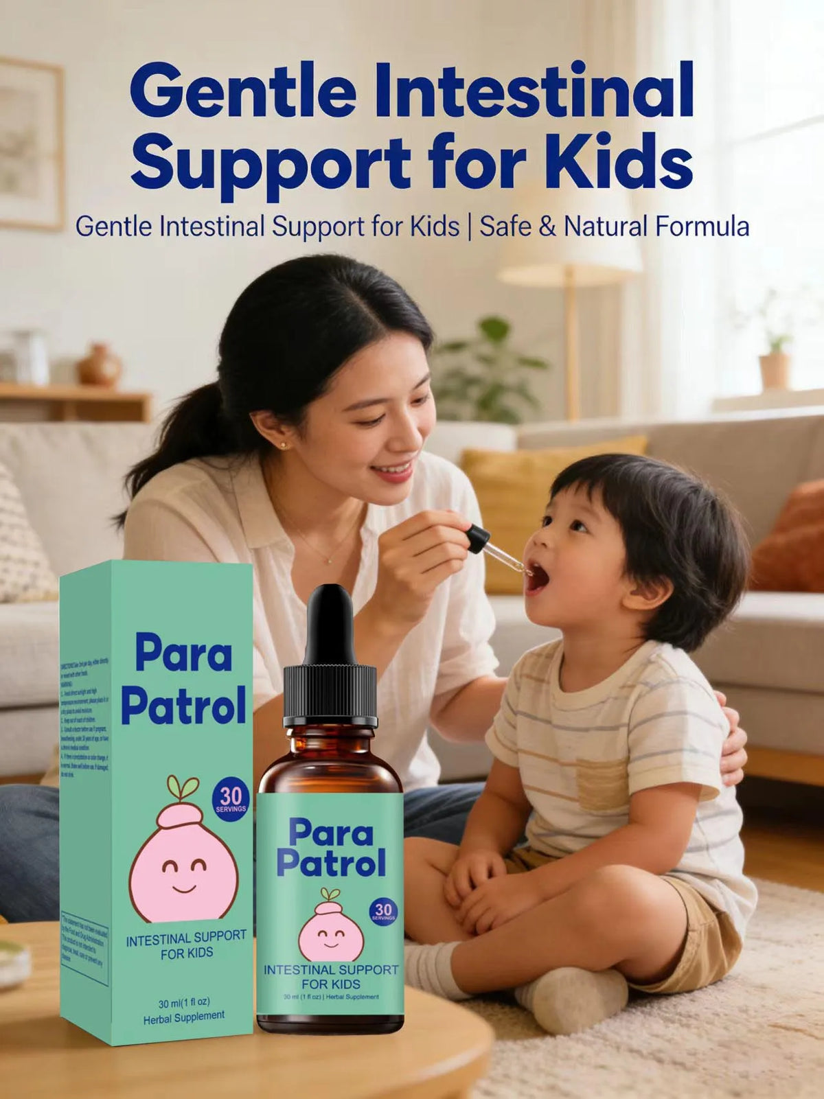 Children's Digestive Support Liquid Drops - Herbal Intestinal Health Supplement for Kids - Safe and Mild Formula for Healthy Digestion - 30ml