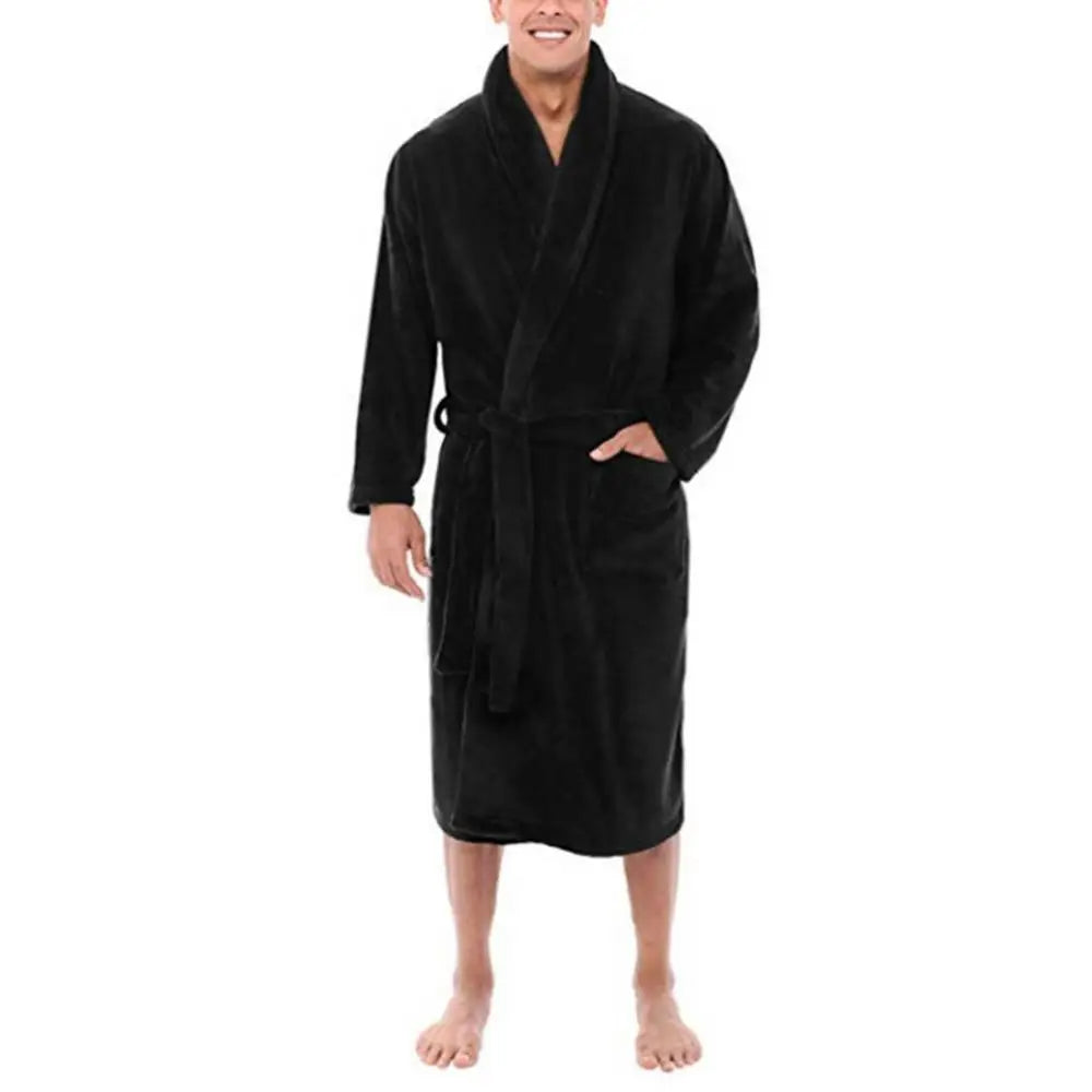 Peignoir in soft fleece with shawl collar and pockets | LuxeCozy