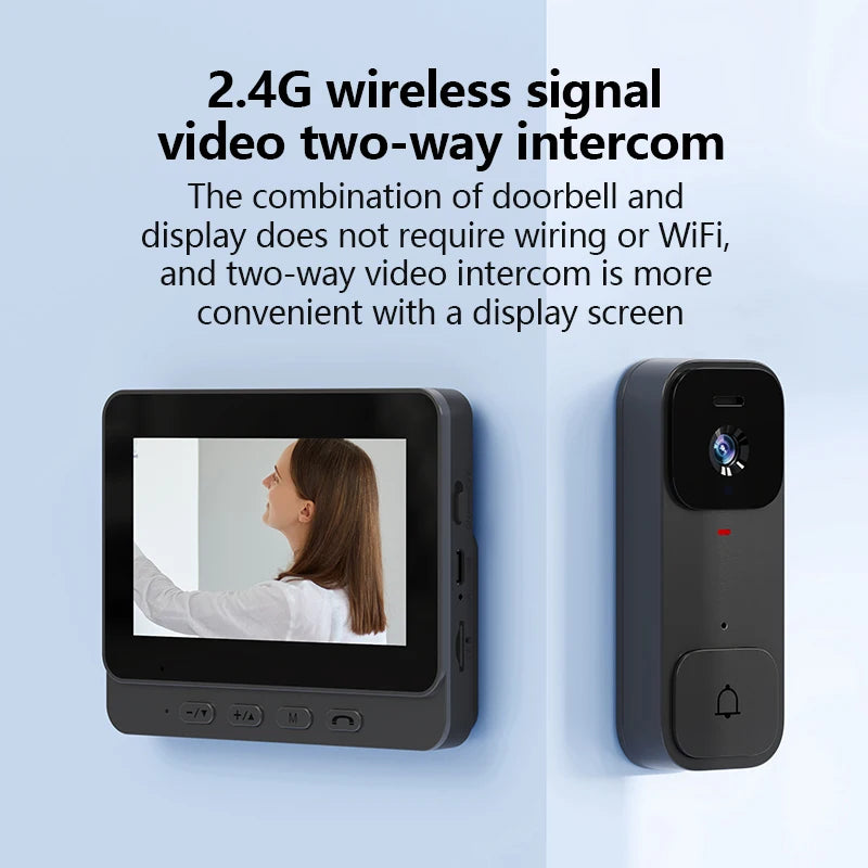 Smart Video Doorbell with Touch Display and APP Control - Wireless Home Security Camera with Magic Voice Changer and USB Power - ABS Material