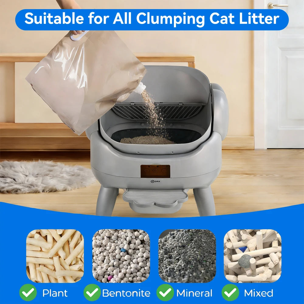 Extra Large Open-Top Automatic Self-Cleaning Cat Litter Box with Smart App Control - Heavy Duty Plastic Pet Toilet for Maine Coons and Multiple Cats