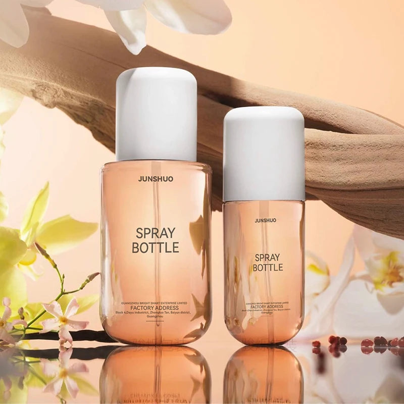 Empty Refillable PET Plastic Spray Bottles - Cylinder Hair Mist and Body Spray Containers with White Fine Mist Pump Sprayer - 100ml and 240ml