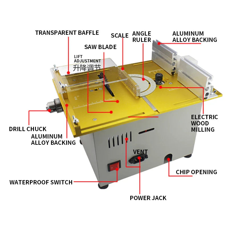 Multifunctional Mini Table Saw 300W (Cutting / Milling / Grinding / Polishing / Drilling / Carving)