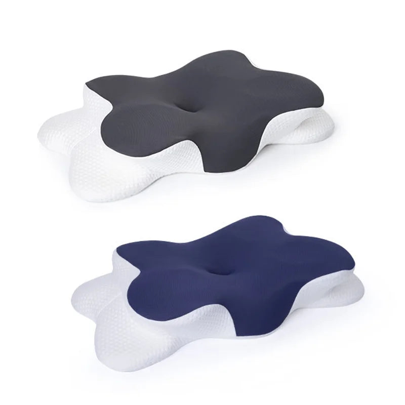 Orthopedic Memory Foam Butterfly Sleep Pillow - Ergonomic Contour Neck Support for Side and Back Sleepers - Breathable Bed Pillow for Adults