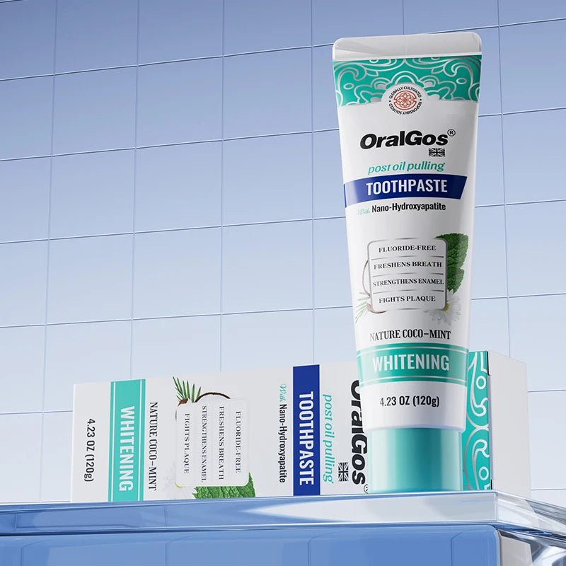 Natural Hydroxyapatite Toothpaste for Adults with Sensitive Teeth - Fluoride-Free Mint Flavor for Enamel Strengthening and Teeth Whitening