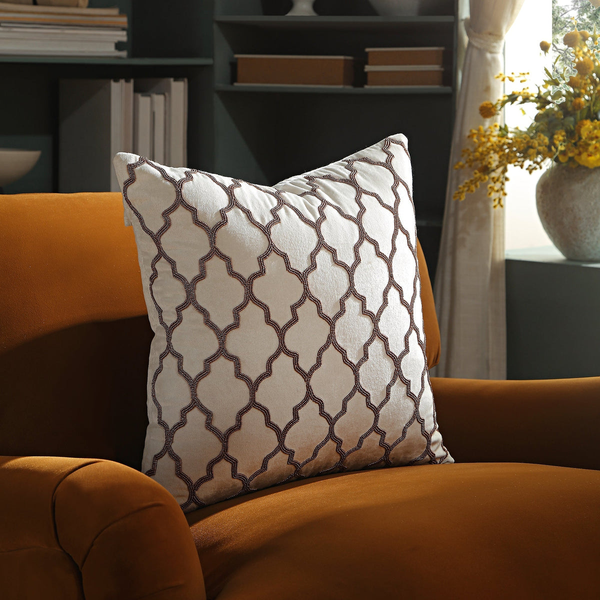 Luxe Collection Trellis Hand Beaded Pillow