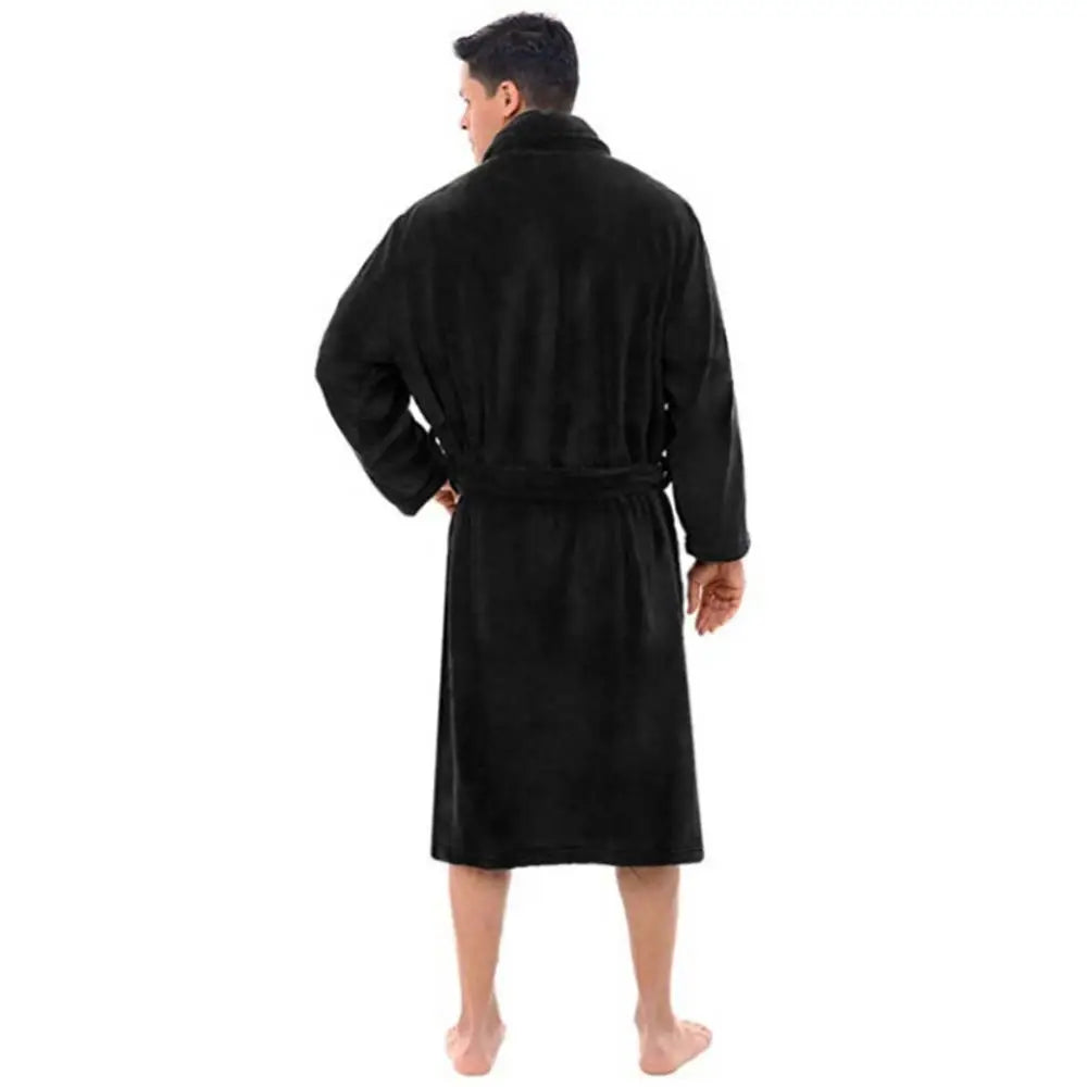 Peignoir in soft fleece with shawl collar and pockets | LuxeCozy