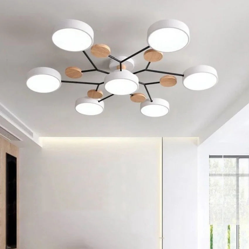 Modern European Macaron Chandelier – LED Pendant Lighting 48W/60W/72W/84W for Bedroom, Living Room & Dining Spaces