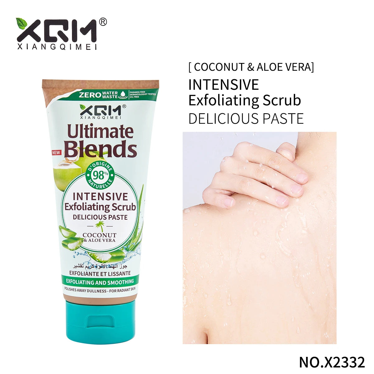 Natural Coconut and Aloe Vera Body Scrub for Women - Deep Cleansing Exfoliating Face Polish to Fade Dark Spots and Nourish All Skin Types