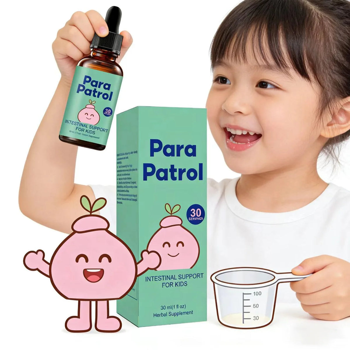 Children's Digestive Support Liquid Drops - Herbal Intestinal Health Supplement for Kids - Safe and Mild Formula for Healthy Digestion - 30ml