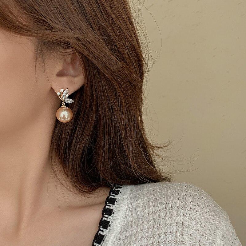 Crystal Butterfly & Pearl Earrings