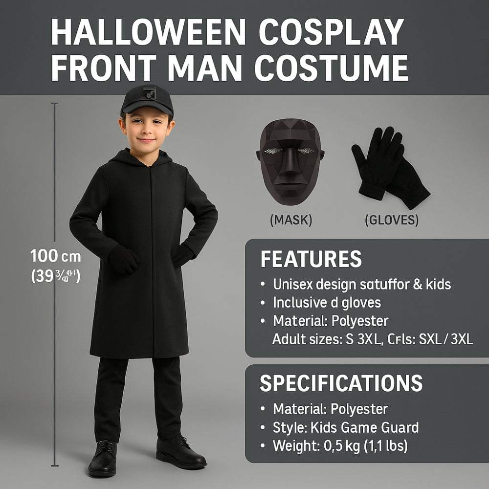 Kids Costume Front Man Outfit Game Guard Jumpsuit