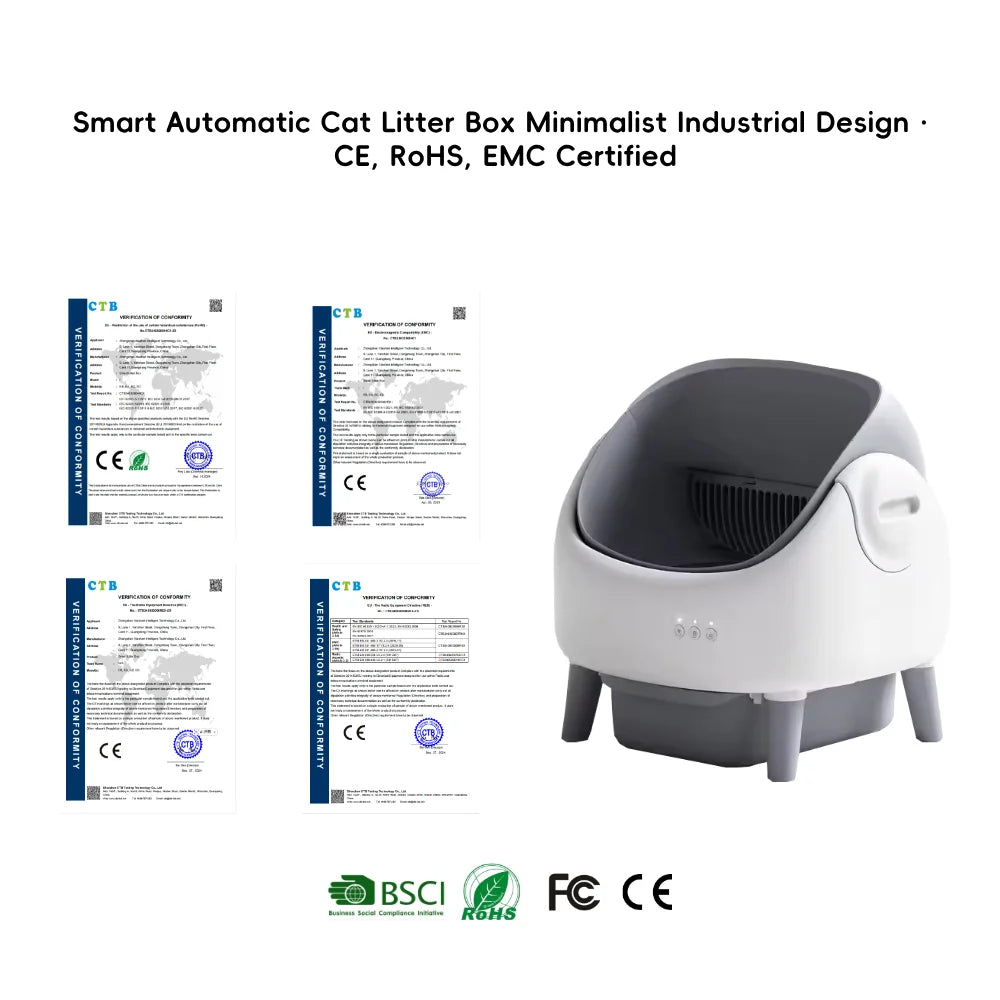 Automatic Self-Cleaning Cat Litter Box with Smart App Control - Large 76L Capacity Plastic Pet Toilet with Dual Safety Sensors for Cats - Grey-White