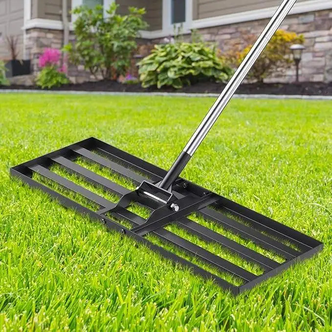 Lawn Leveling Rake with Long Handle - High Strength Steel Soil Leveler for Yard Maintenance and Organic Fertilizer Sanding - Unisex
