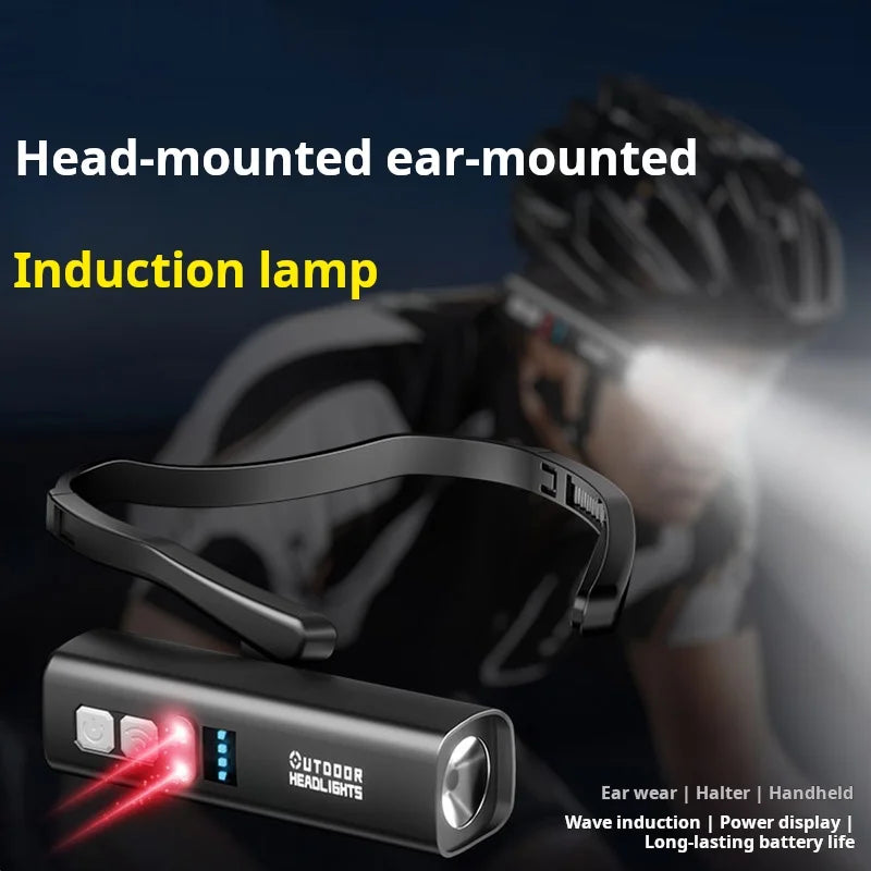 Rechargeable LED Headlamp with Hand Wave Motion Sensor - Waterproof Outdoor Headlight for Camping, Hiking and Cycling - USB-C Charging