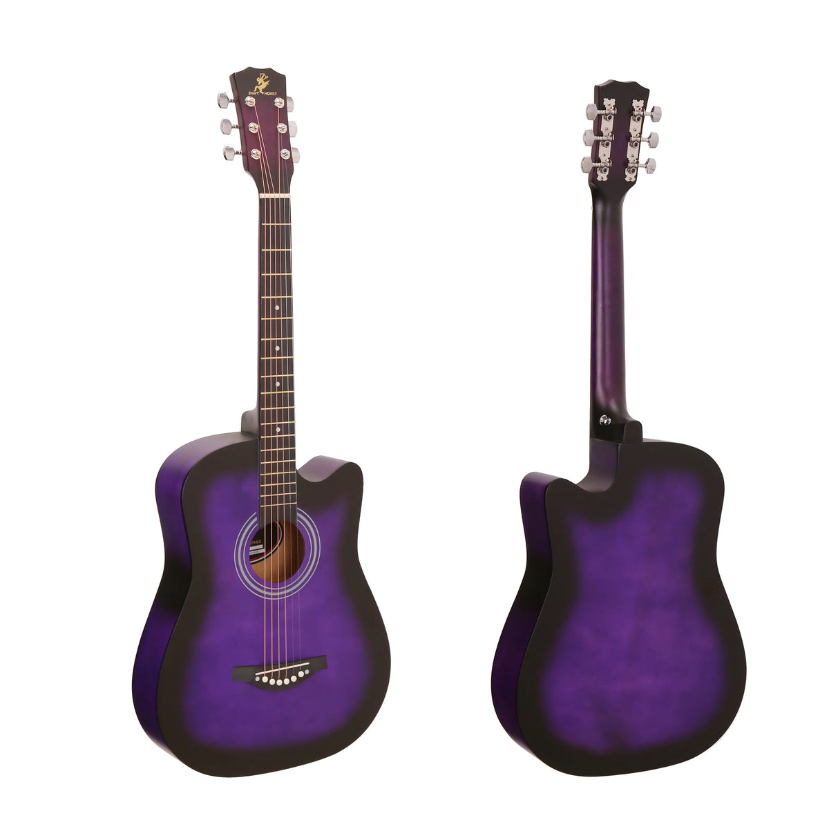 38-Inch Acoustic Guitar – 6-String Beginner & Travel Guitar with Linden Body and Polished Finish