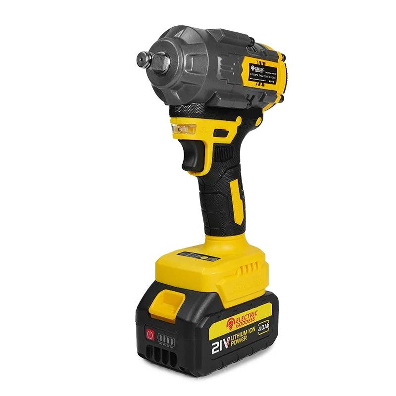 Industrial Brushless Electric Impact Wrench 1/2 Inch Drive - 700Nm High Torque 21V Cordless Power Tool with 3000RPM for Automotive