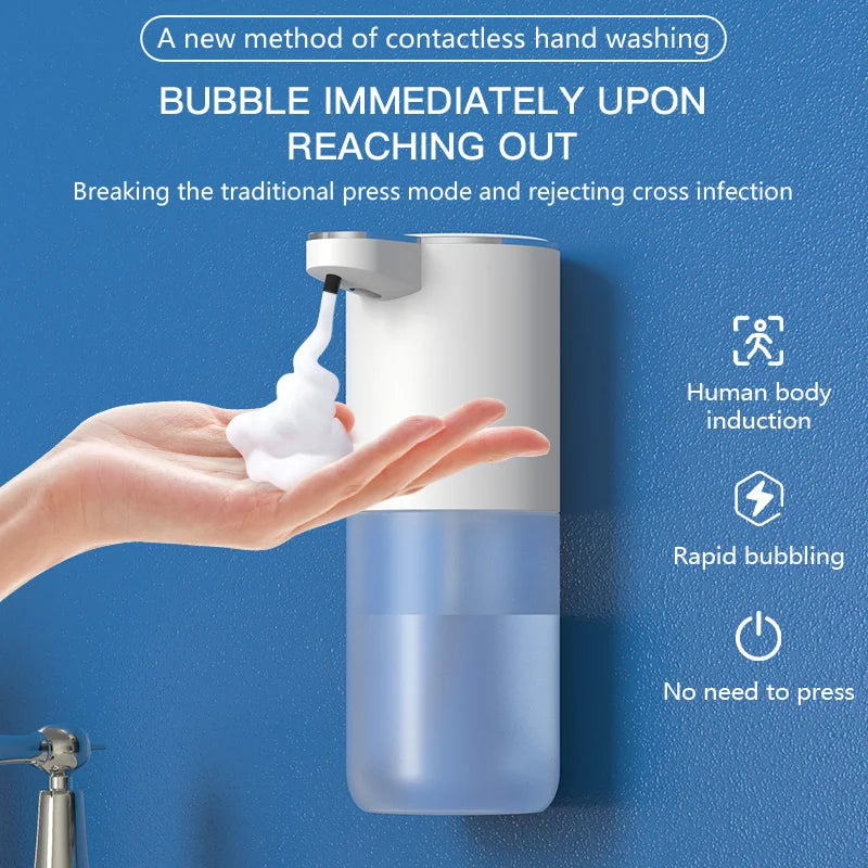 Touchless Automatic Foam Soap Dispenser with 400ml Transparent Tank - Rechargeable Lithium Battery Powered Hands Free Pump for Household Use