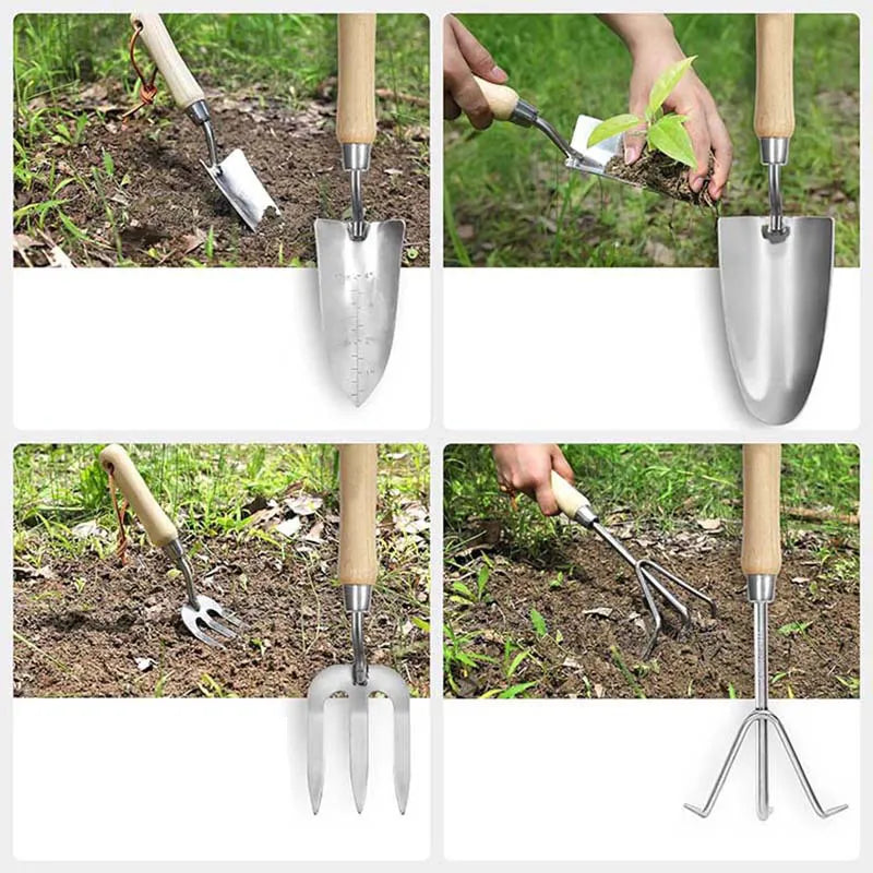 Garden Tools 7 Pcs Set, Stainless Steel Heavy Duty Gardening Tools