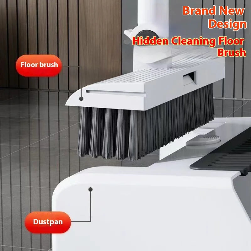 Three-in-One Home Cleaning Set with Soft Bristle Nylon Broom, Plastic Dustpan, and Floor Brush - Thickened Handheld Sweeping Tools - Unisex