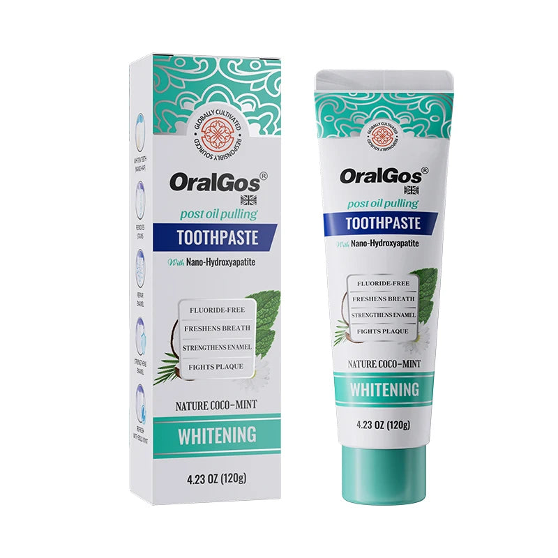 Natural Hydroxyapatite Toothpaste for Adults with Sensitive Teeth - Fluoride-Free Mint Flavor for Enamel Strengthening and Teeth Whitening