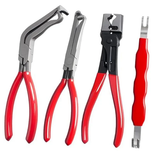 4-Piece Electrical Disconnect Pliers Set for Automotive Wiring and Car Body Dent Repair - Universal Fitment Heavy Duty Repair Tool Kit with Soft Case