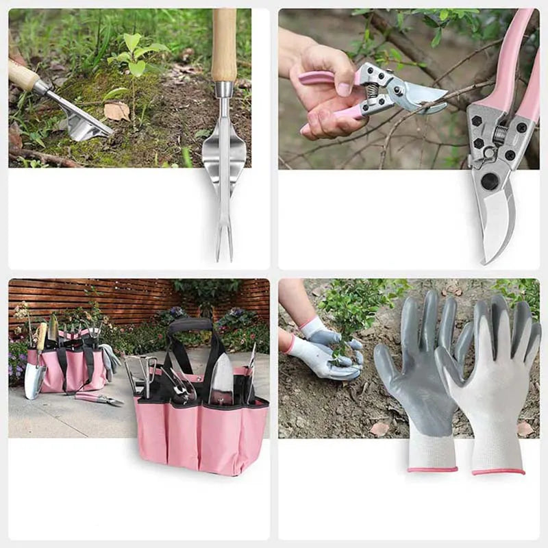 Garden Tools 7 Pcs Set, Stainless Steel Heavy Duty Gardening Tools
