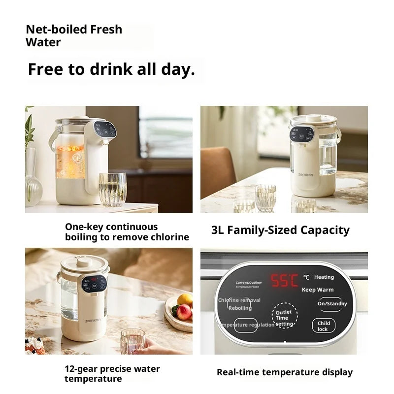 Electric Glass Kettle with Digital Temperature Control and 3.0L Capacity - Automatic Shut-Off Hot Water Boiler with Stay-Warm Insulation