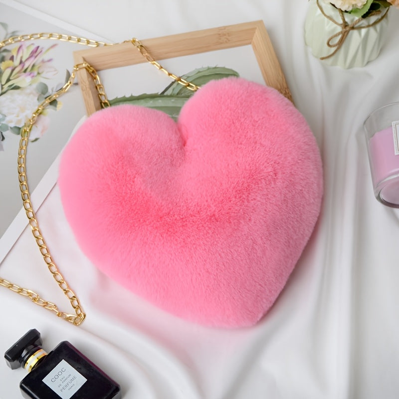 Heart Handbag Plush Shoulder Chain Evening Bag