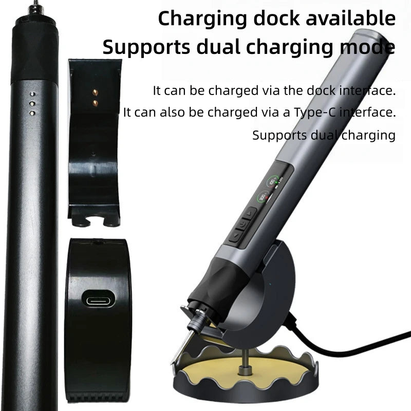 Optimized Product Title Portable USB Wireless Soldering Iron with OLED Digital Display - 1900mAh Lithium Battery Power Tool Set for Electronics Repair - Temperature Range 180-480°C