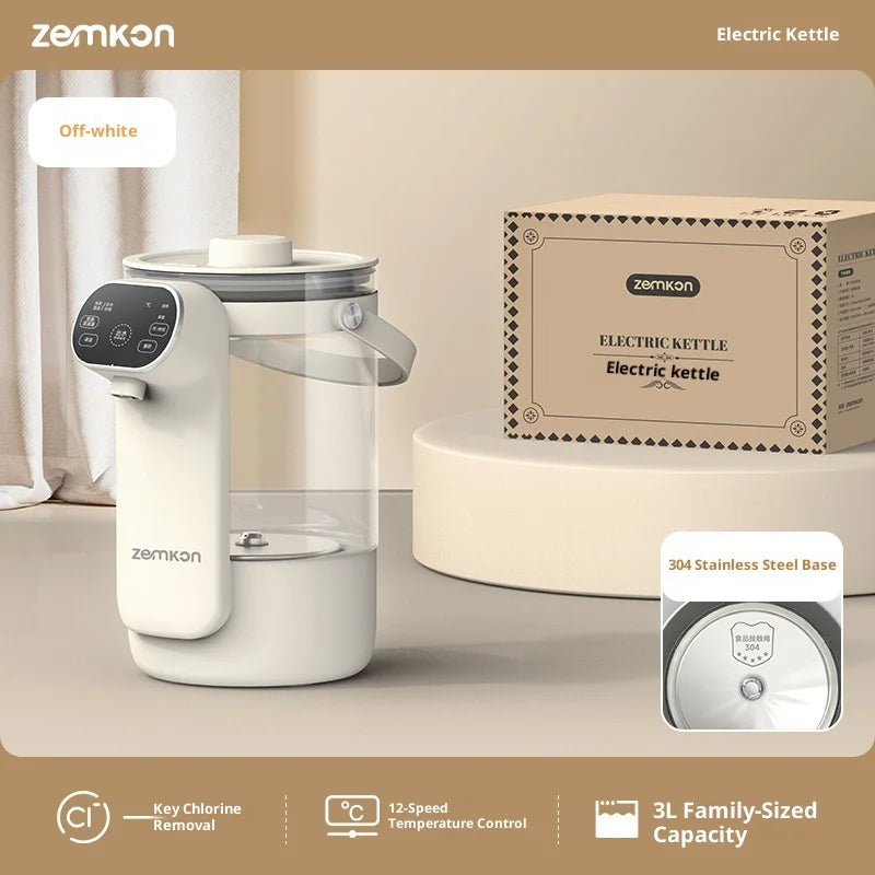 Electric Glass Kettle with Digital Temperature Control and 3.0L Capacity - Automatic Shut-Off Hot Water Boiler with Stay-Warm Insulation