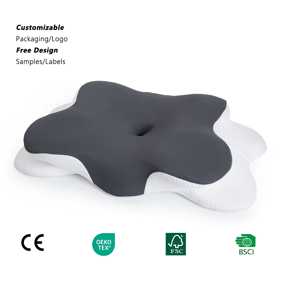 Orthopedic Memory Foam Butterfly Sleep Pillow - Ergonomic Contour Neck Support for Side and Back Sleepers - Breathable Bed Pillow for Adults