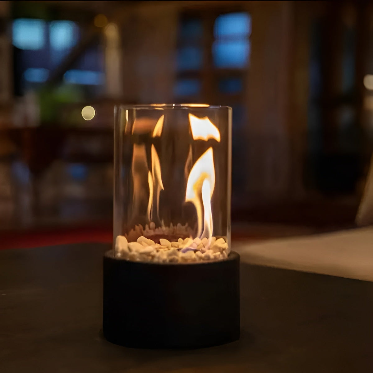 Tabletop Fireplace – Stylish Black Bioethanol Fire Pit with Modern Design