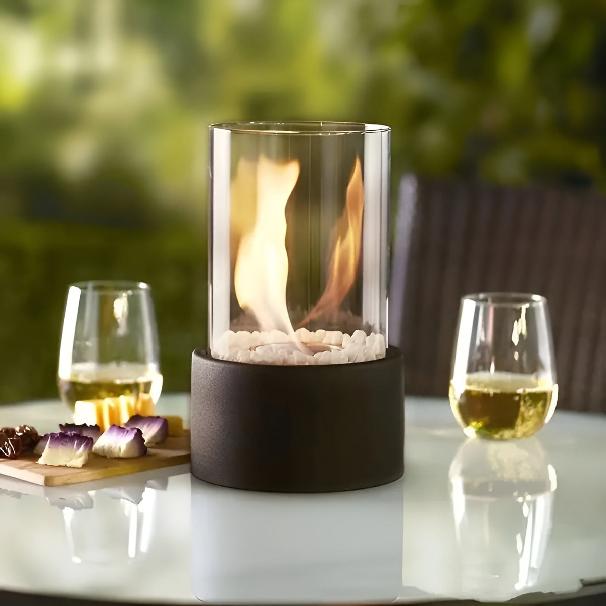 Tabletop Fireplace – Stylish Black Bioethanol Fire Pit with Modern Design