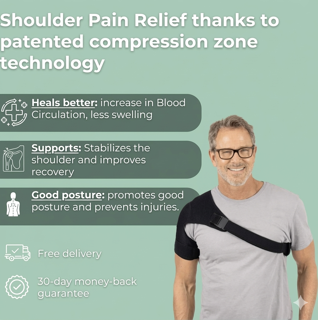 Adjustable Compression Shoulder Brace for Pain Relief - Breathable Neoprene Support Sleeve for Rotator Cuff, Dislocation, and Joints
