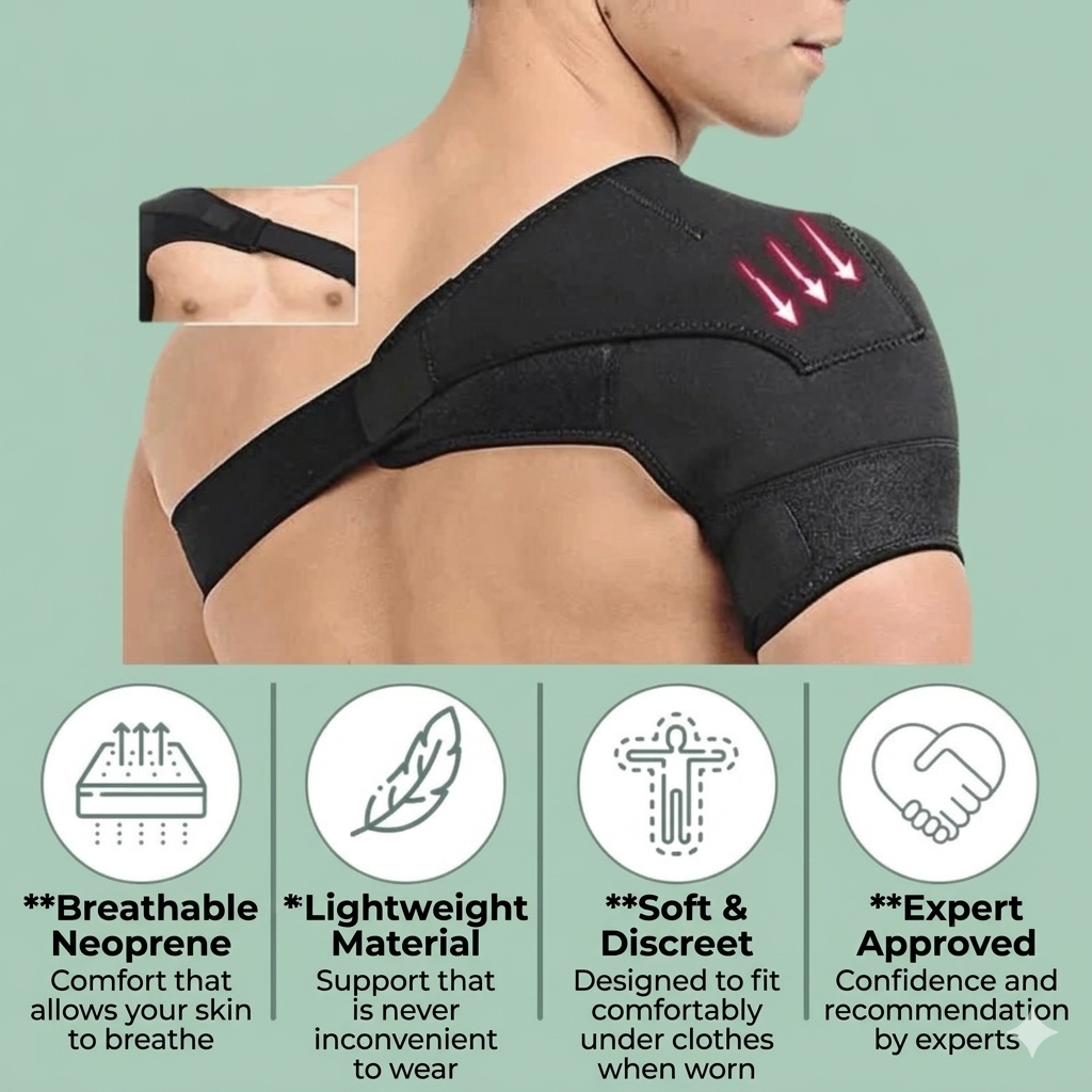 Adjustable Compression Shoulder Brace for Pain Relief - Breathable Neoprene Support Sleeve for Rotator Cuff, Dislocation, and Joints