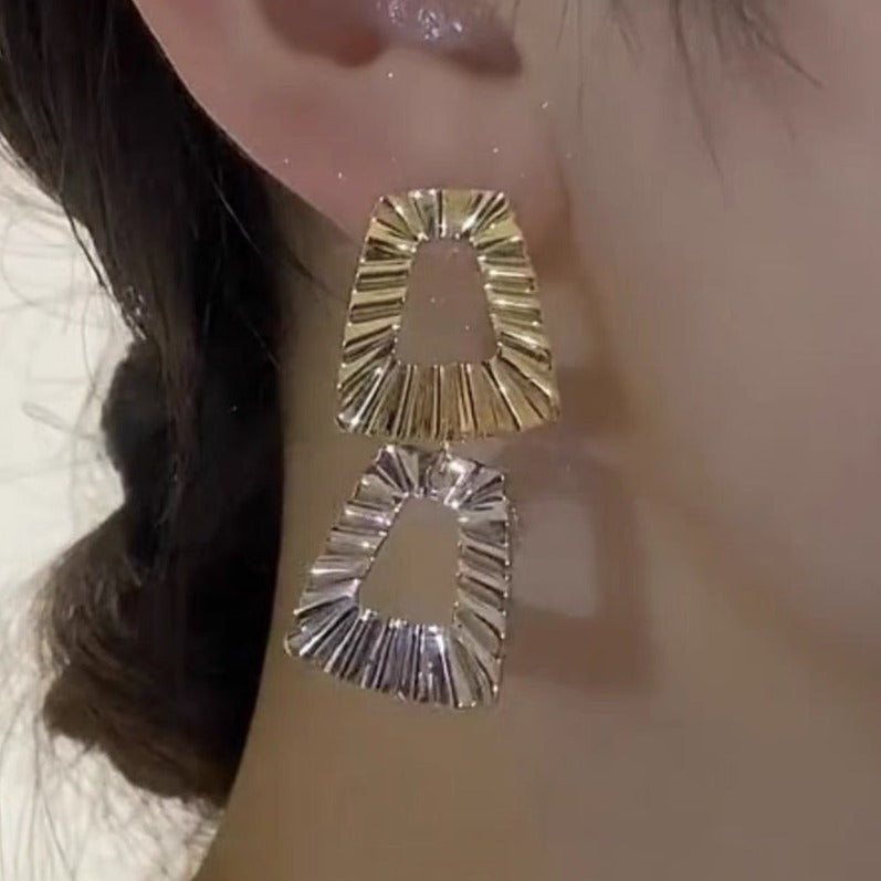 Large Trapezoidal Two Color Earrings