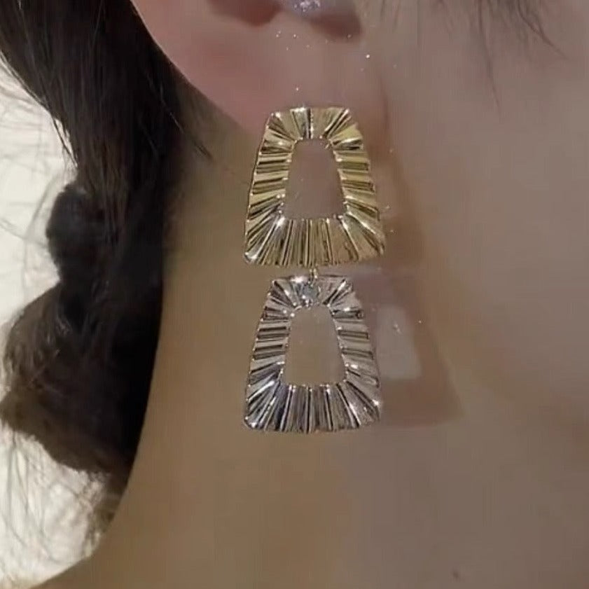 Large Trapezoidal Two Color Earrings