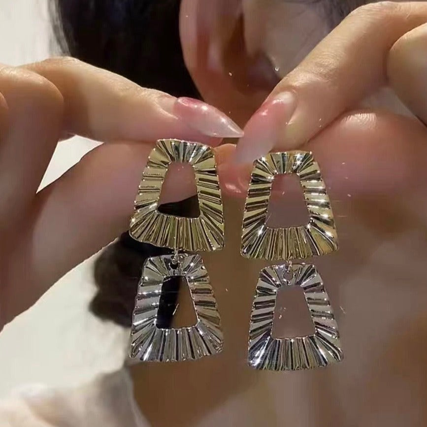 Large Trapezoidal Two Color Earrings