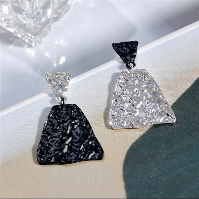 Black and White Colorblock Earrings