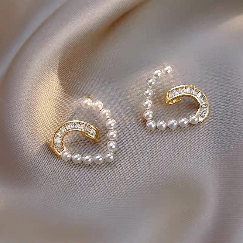 Love Crystal Pearl Earrings