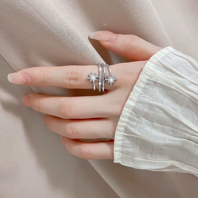 Multi-Layered Hexagonal Diamond Ring