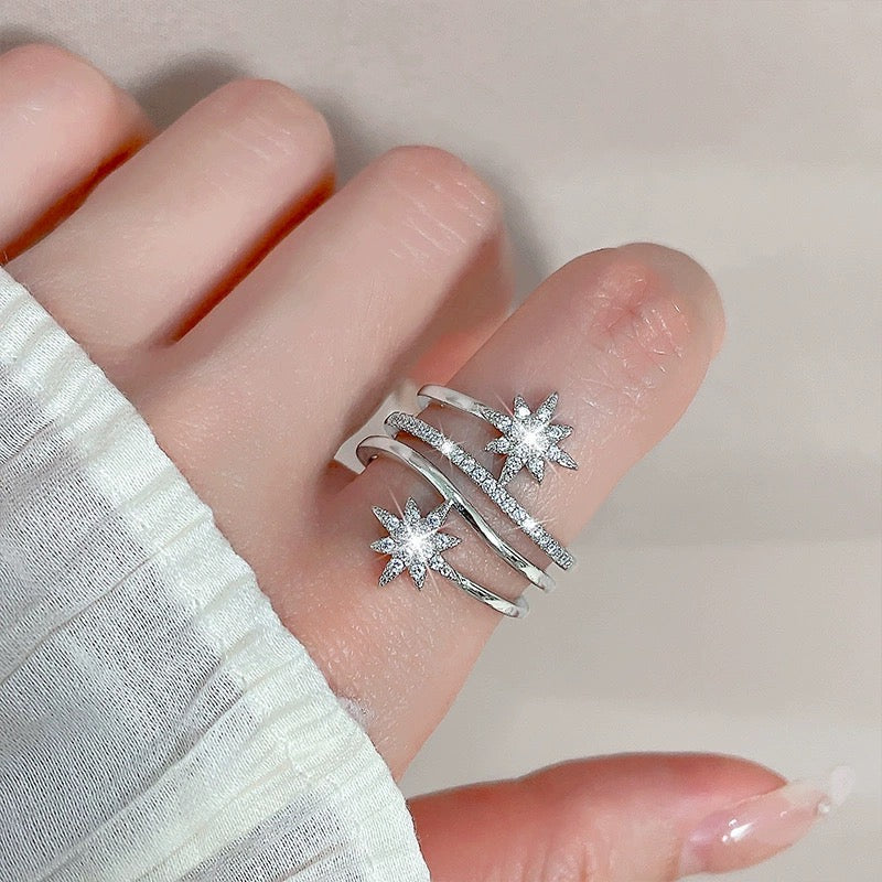 Multi-Layered Hexagonal Diamond Ring