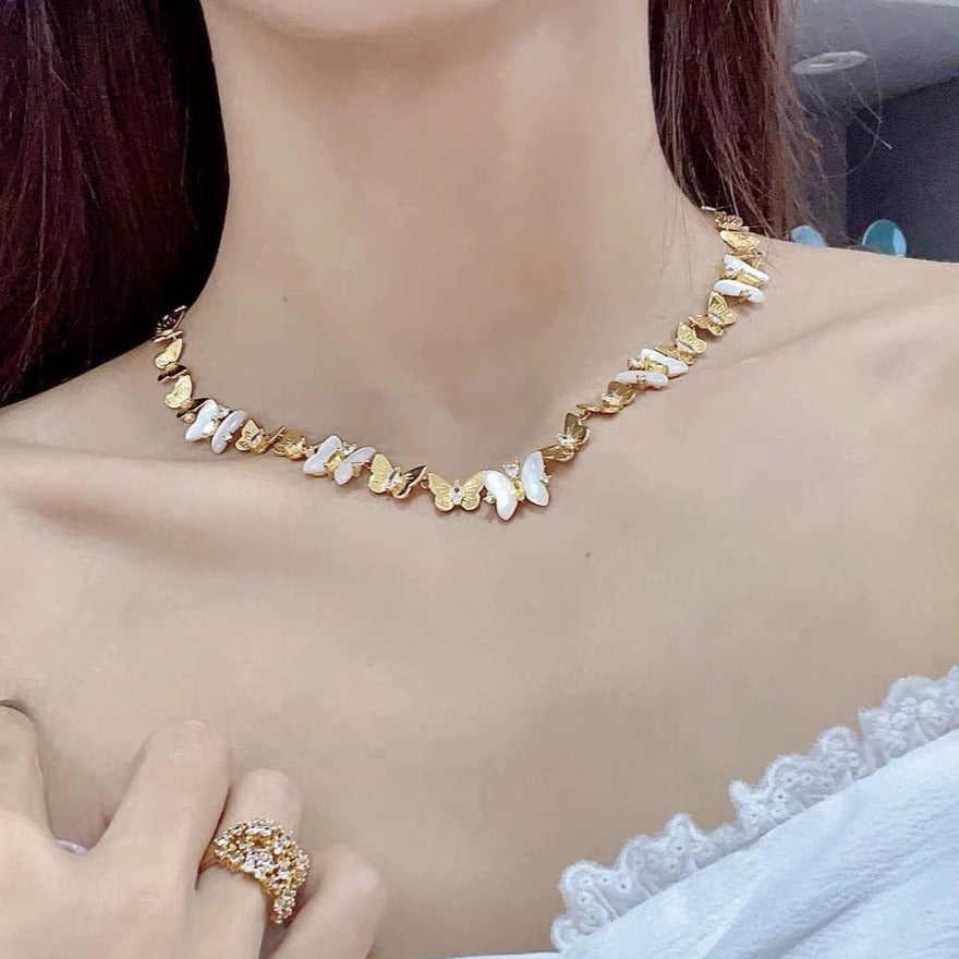 Deep Sea White Butterfly Scallop Chain