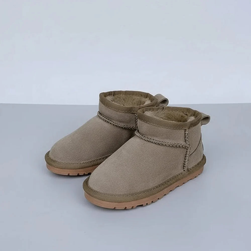 Kids Warm Fur Lined Winter Shoes - Cozy Non Slip Ankle